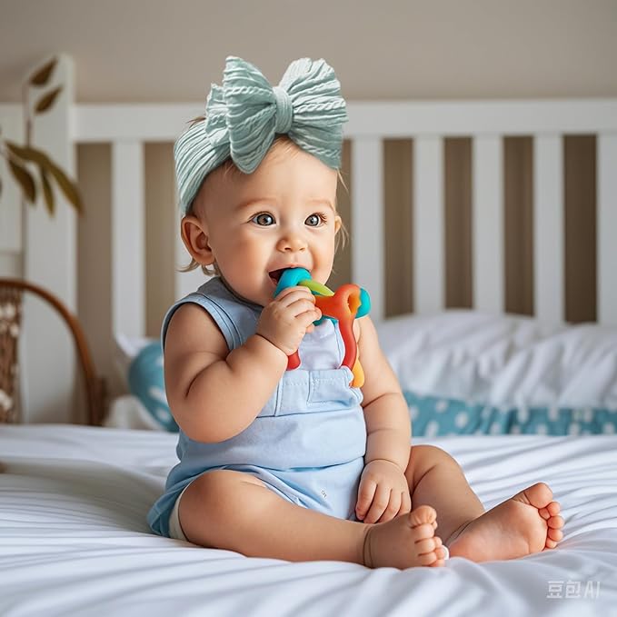 Baby Nylon Headbands Soft Hair Bow Elastics Hairbands Accessories for Baby Girls Newborn Infant Toddler Kids (Blue)