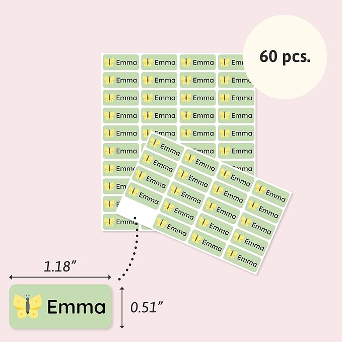 Personalized Name Labels for Kids (60) – Custom Waterproof & Durable Stickers for Clothing, Daycare, Office & School Supplies - Insects