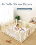 Boho Rainbow Baby Play Mat 50x50 Playpen Mat Thicken Soft Baby Crawling Mat Non-Slip Cushioned Baby Floor Mat with Letters, Activity Playmats for Babies Toddlers Play & Tummy Time (50X50,White)