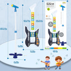 deAO Kids Guitar and Microphone Set with Stand Adjustable Height Music Light Karaoke Music Toys Christmas Birthday Gift for Kids Boys Girls (Black)
