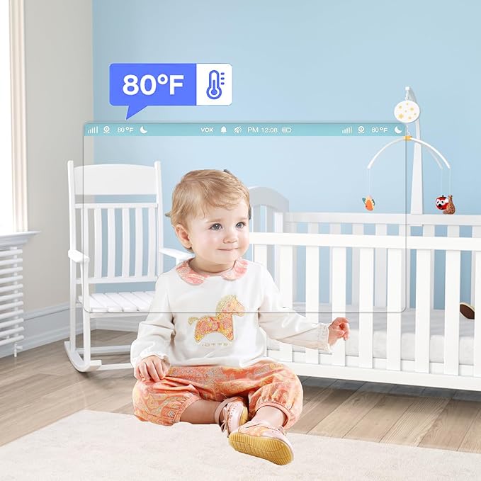 2025 Upgraded Baby Monitor with Night Lamp, 5'' IPS Screen Video Baby Monitor with Pan-Tilt-Zoom Camera No WiFi, HD Night Vision, 2-Way Talk, Lullaby Player, 4500mAh Battery (BBM-006)