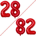 GOER Number 28 Balloons for 28th Birthday Party Decorations,42 Inch Jumbo Foil Helium 82 Balloons for 82nd Birthday Party Decoration (Red)
