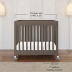 Foundations Boutique Compact Folding Crib 3 Pack for Hotels, Wood Crib, Commercial Casters, Includes 3" Foam Crib Mattress (Dapper Gray)