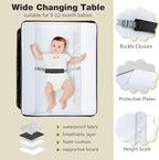 INFANS Baby Changing Table, Folding Diaper Station Portable Nursery Organizer with Safety Belt and Large Storage Racks for Newborn Baby and Infant (Black)