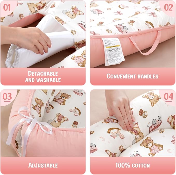 HKAI Baby Lounger – Soft Cotton Infant Floor Seat for Newborn to 24 Months, Portable Baby Essentials for Boys & Girls