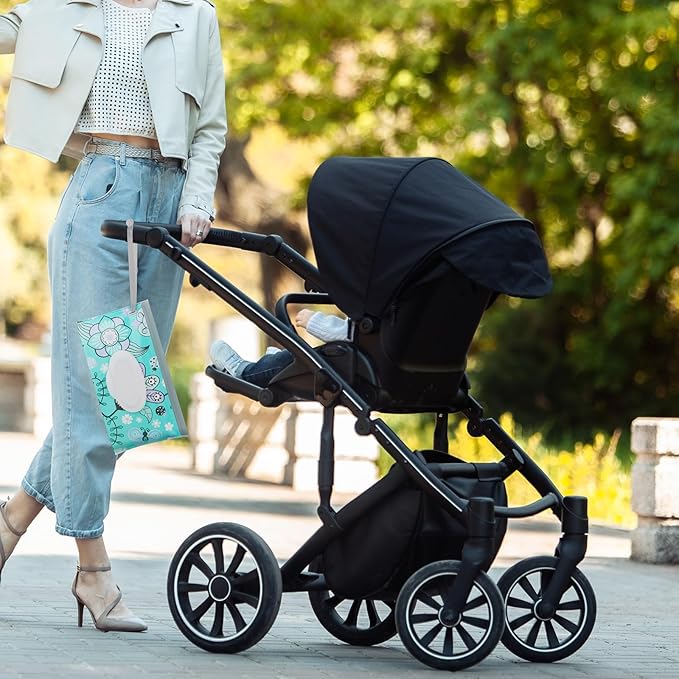 PandaEar 4 Pack Baby Wipe Dispenser, Portable Wipe Holder Refillable Baby Wipes Container Wet Wipe Pouch or outings and Travel