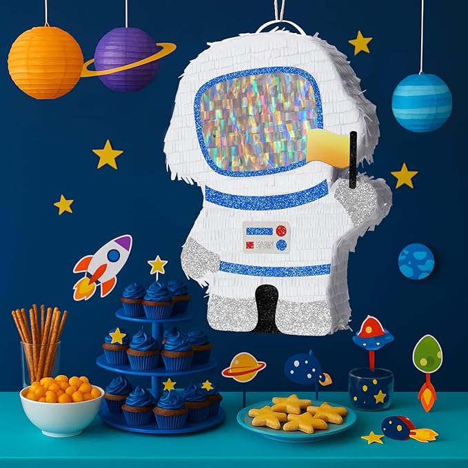 WERNNSAI Astronaut Piñata - Space Party Decorations Space Piñata Bundle with Blindfold and Bat Boy Birthday Decorations for Kids Family Birthday Games Supplies