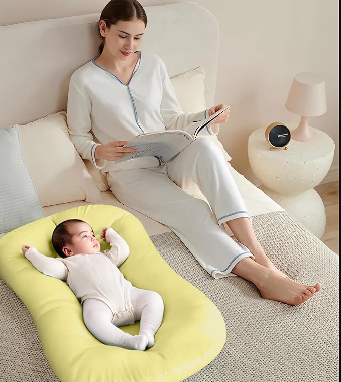 Baby Lounger for Newborn 0-18 Months, Bionic Design Infant Floor Seats & Loungers for Home and Travel, Soft Organic Cotton Baby Lounger, Newborn Babies Shower Gifts