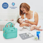 PIIOSER Breastmilk Cooler Bag with Ice Pack, Compatible with Wearable Breast Pumps & Accessories - Portable Pumps Carrying Case for Nursing & Working Moms (Green-Small)