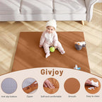 Baby Play Mat 48"x48" – Thick, Non-Slip Foam Mat for Babies and Toddlers. Foldable, Scrubbable, Odorless, and Soft, Ideal for Playpens, Crawling, and Indoor Playtime-Brown