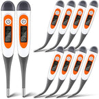 TrelaCo 10 Pcs Thermometer for Adults Digital Oral Thermometer for Fever Basal Body Fast Reading Flexible Tip for Underarm Rectal Mouth Temperature Measurement (Gray)