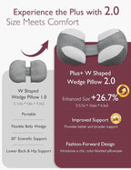 Momcozy Plus W Shaped Pregnancy Pillow for Sleeping, Adjustable Maternity Pillow for Side Sleepers, Portable Wedge Belly Support, Compact Design for Back Belly and HIPS, Grey and White