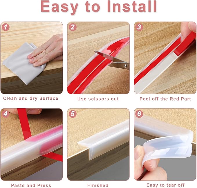 100% Silicone Corner Protectors,Corner Protector Baby Proofing, Soft Edge Protector,Furniture Corner Guard & Edge Safety Bumpers with Strong Adhesive for Furniture&Sharp Corners