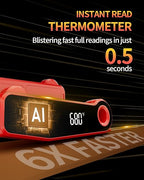 2026 Upgrade Meat Thermometer Digital for Cooking, 0.5s Instant Read Food Thermometer, ±0.5 ℉ Accuracy Kitchen Thermometer, Large LED Display, IP67 Waterproof for Grill, BBQ, Oven, Brewing, Baking