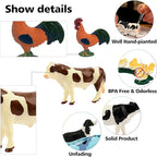 Toymany 14PCS 0.6-2.5" Tiny Farm Animal Figures Toy, Detailed Texture Farm Figurines Cake Topper, Easter Eggs Birthday Gift School Project for Kids Children Toddlers