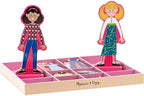 Melissa & Doug Abby and Emma Magnetic Wooden Dress-Up Dolls Play Set (55+ Pieces), Magnetic Dolls, Pretend Play & Preschool Toys for Kids 3+