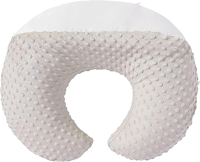 Nursing Pillow and Positioner Breastfeeding and Bottle Feeding, Propping Baby, Tummy Time, Sitting Support for Baby Boy Baby Girl, with Removable Dots Cover (Sand, 22 X 17.7 X 5.9 Inch)