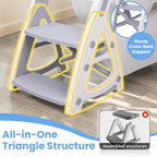 Primlect Potty Training Seat, 2-in-1 Toddler Toilet Seat with Step Stool, Ultra-Stable Potty Chair Attachment, Adjustable Seat and Step Ladder, Non-Slip Design, Splash Guard for Boys and Girls(Grey)