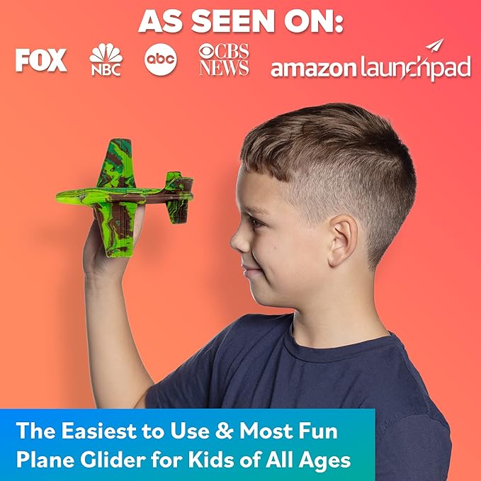 Stocking Stuffer Gifts For Boys&Girls: Foam Airplane Toy Glider Plane Styrofoam Airplanes for Kids. Launcher Air Planes Outdoor Army Toys. Military Gliders Game & Stocking Stuffers for All Ages