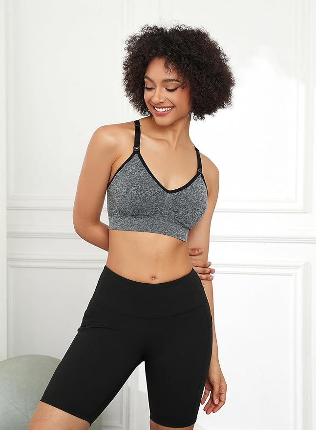 Suekaphin 3 Pack Sports Nursing Bra for Breastfeeding Supportive Bralette Pregnancy Maternity Wirefree Support for Women