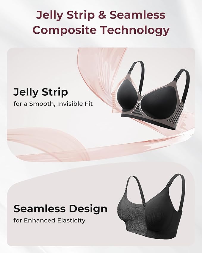Momcozy CoolFit Nursing Bras for Breastfeeding, Ultra Stretch Seamless Jelly Strip Maternity Bra, Cooling Wireless