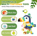 Jollybaby Musical Activity Pull String Hanging Toy for Baby Stroller Car Seat Crib Play Gym, Plush Stuffed Toucan Toy for Carseat with Music Teether Rattles, Sensory Toy for Baby Gift