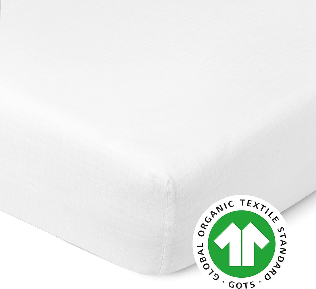 Newton Baby Organic Fitted Mini Crib Sheet (2-Pack) - Ultra-Breathable and Soft, 100% Organic Muslin Cotton, Machine Washable, Fit Any Mini Sized Crib 24" x 38" and up to 8", White