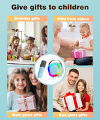Mini Karaoke Machine Speaker for Kids Adults, Portable Bluetooth with 2 Wireless Microphones, Children's Day Birthday Gift Ideas for Toys for Teens Boys and Girls Aged 4, 5, 6, 7, 8, 9, 10, 11, 12+