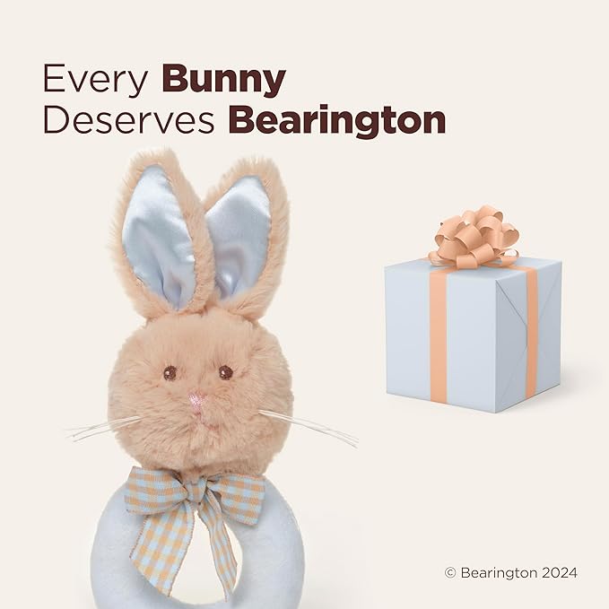 Bearington Collection Baby Lil' Bunny, 5.5 in Plush Bunny Rabbit Stuffed Animal, Soft Baby Rattles and Plush Rings Gift - Newborn Toy