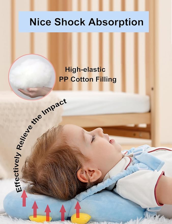 JunNeng Toddler Baby Head Protector Backpack for Toddler Walker with Knee Pads&Anti-Slip Socks, Robot Blue