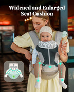 Baby Carrier, MOMTORY Safety-Certified 6-in-1 Baby Carrier with Hip Seat, Detachable Baby Holder Carrier Newborn to Toddler, Soft Ergonomic Toddler Support Carrier for 7-50lbs- Grey