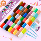 Air Dry Clay Kit,56 Colors Modeling Magic Clay for Kids,DIY Classroom Bulk Starter Sculpting Kit, Soft & Ultra Light, Art and Crafts Party Favors for Boys Girls Kids 3-12