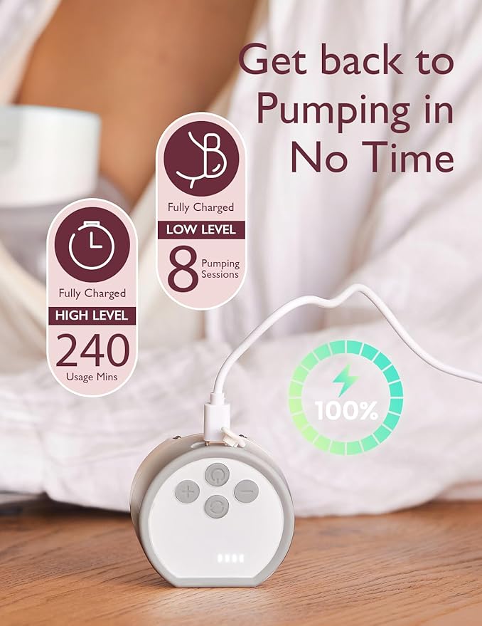 Momcozy Hands-Free Breast Pump S12 Pro, Wearable & Portable Pump with Soft DoubleFit Flange, 3 Modes | 9 Levels Double Electric Pump, Smart Display, 24mm, 2 Pack Cozy Grey