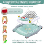 5 in 1 Foldable Baby Walker, Activity Baby Walker-Baby Bouncer, Rocker, Activity Center,Seat and Push Walker,Detachable Trampoline Mat, Adjustable Speed Rear Wheels and Height,Ages 6-18 Months(Mint)