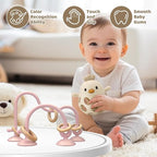 Baby High Chair Suction Toys Teething Chew - Baby Table Toys, Teething Toys Silicone Teethers, Food Grade Silicon for 6 12 18 Months (Rosepink Beige)