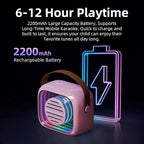 YF93 Mini Karaoke Machine for Kids with Bluetooth Speaker, 7 Voice-Changing Modes, Dual Microphones, Colorful LED Lights, TF Card Support, Portable Singing Gift for Children and Parties(Pink)