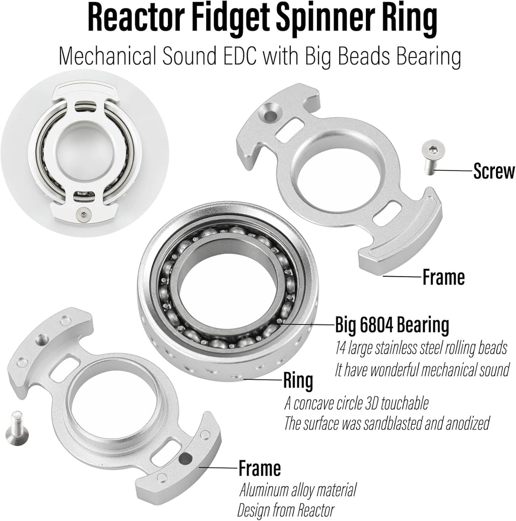 FREELOVE Ring Fidget Spinner for Adults, Men Finger Haptic Roller, Small Metal Clicker Toys, Ball Bearing, Black Fingears Spinning EDC for Anxiety Stress