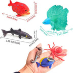 10 Pcs Fish Animal Figure Bath Toys, Sea Animal Color Changing Toys, Sea Creatures for Kids 3 Years and up, for Themed Parties, Cake Topper, Kids Easter Basket