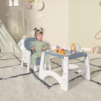 Xilingol 8 in 1 Convertible Baby High Chair W/Wheels, Baby Feeding Chair W/Adjustable Backrest & Removable Dual Tray, Building Block Table & Chair Set, HighChair for Babies & Toddlers (Blue)