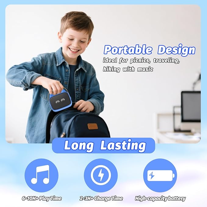 Mini Karaoke Machine Toys Gifts,Kids Portable MP3 Player with 2 Wireless Microphone and LED,Christmas Birthday Gifts for Girls Boys 3 4 5 6 7 8+ Year Old (Blue)