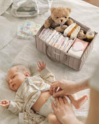 Blissful Diary Baby Diaper Caddy Organizer, Stylish Storage Basket for Newborn Essentials and Diaper Station, Gift for Baby Shower and Registry Must-Have, Sand