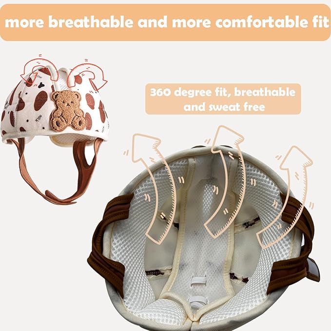 Baby Helmet for Crawing Walking,Soft Infant Safety Helmet,Baby Helmet 1-2 Years for Anti-Fall Head Protector,Adjustable, Breathable