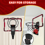 Mini Basketball Hoop with LED Lighting, Electronic Scoreboard, 3 Modes, Over Door Mount, Gift for Kids & Adults (Red)