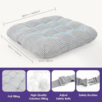 Booster Seat for Kitchen Chair with Comfy Backrest and Adjustable Safety Buckles,Non-Slip Kid Toddler Booster Seat for Dining Table,Portable PU Travel Baby Booster Increasing Cushion Chair