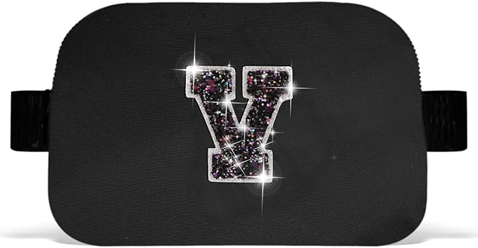 Gifts for Girls & Kids - Birthday Gifts for Daughter & Sister, Essentials for Her, Travel Essentials, Cute Teen Trendy Stuff Waist Packs Belt Bag Crossbody Bag | Black, Initial V