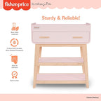 Fisher Price by Dream On Me Baby Changing Table, Blush Pink – Greenguard Gold & JPMA Certified, Wooden Nursery Dresser with Storage Shelves – Compact, Sturdy & Easy-to-Clean Design
