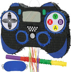 WERNNSAI Video Game Piñata - Game Controller Piñata Bundle with Blindfold and Bat for Boys Kids Piñata Gaming Theme Party Decoration Supplies Pull String Piñata for Birthday Party Celebration Blue