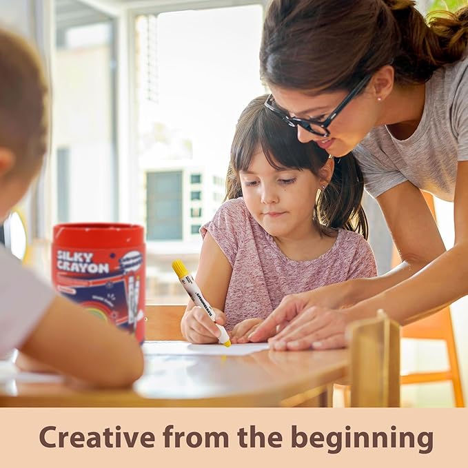 Lebze Washable Jumbo Crayons for Toddlers, 24 Colors Non Toxic Crayons Set, Large Baby Crayons Kids, Gift for Boys and Girls Flower Monaco