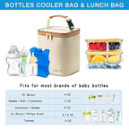 Breastmilk Cooler Bag with Ice Pack Fits 4 Baby Bottles Up to 9 Ounce, Baby Bottle Bag Great for Nursing Mom Daycare