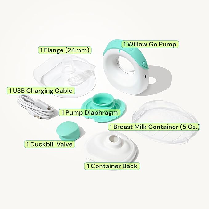 Willow Go - Hands Free Breast Pump - Wearable Breastfeeding Pump - Portable, Electric, Cordless, & 9 Levels of Hospital Grade Suction Strength - Postpartum Essentials - Single Breast Pump